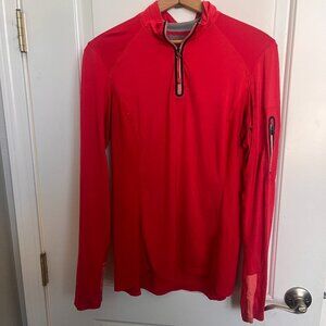REI women's red quarter zip long sleeve activewear pullover shirt size L